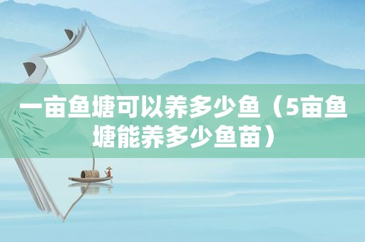 一亩鱼塘可以养多少鱼（5亩鱼塘能养多少鱼苗）