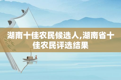 湖南十佳农民候选人,湖南省十佳农民评选结果