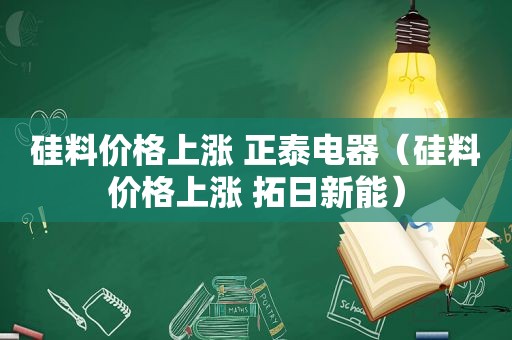 硅料价格上涨 正泰电器（硅料价格上涨 拓日新能）