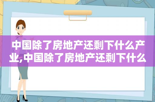 中国除了房地产还剩下什么产业,中国除了房地产还剩下什么产品