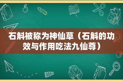 石斛被称为神仙草（石斛的功效与作用吃法九仙尊）