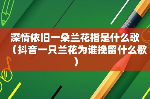 深情依旧一朵兰花指是什么歌（抖音一只兰花为谁挽留什么歌）