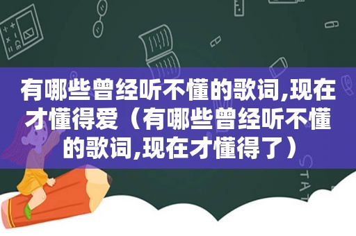 有哪些曾经听不懂的歌词,现在才懂得爱（有哪些曾经听不懂的歌词,现在才懂得了）