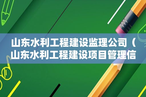 山东水利工程建设监理公司（山东水利工程建设项目管理信息系统）