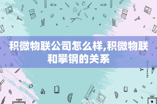 积微物联公司怎么样,积微物联和攀钢的关系