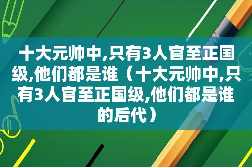 十大元帅中,只有3人官至正国级,他们都是谁（十大元帅中,只有3人官至正国级,他们都是谁的后代）