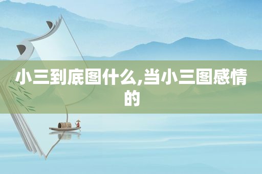 小三到底图什么,当小三图感情的