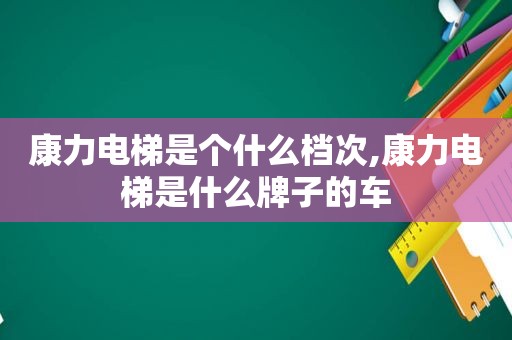 康力电梯是个什么档次,康力电梯是什么牌子的车