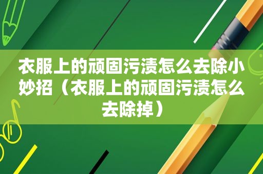 衣服上的顽固污渍怎么去除小妙招（衣服上的顽固污渍怎么去除掉）