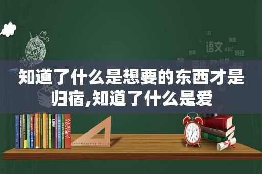 知道了什么是想要的东西才是归宿,知道了什么是爱