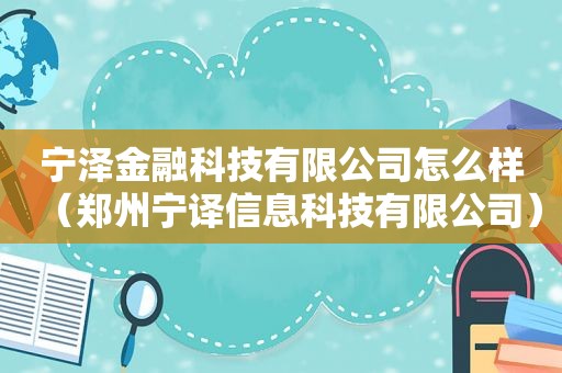 宁泽金融科技有限公司怎么样（郑州宁译信息科技有限公司）