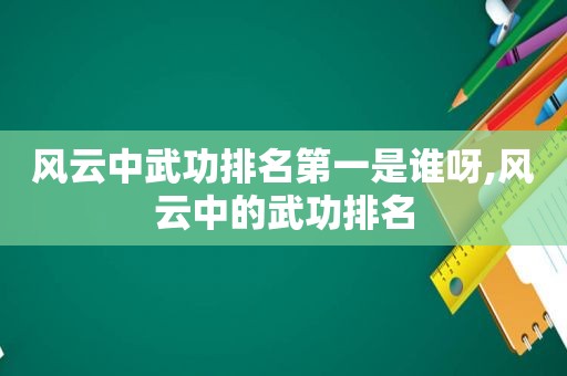 风云中武功排名第一是谁呀,风云中的武功排名