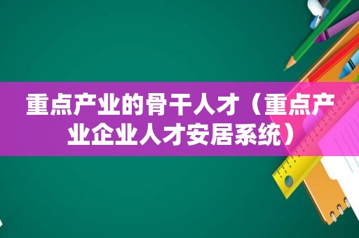 重点产业的骨干人才（重点产业企业人才安居系统）