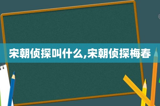 宋朝侦探叫什么,宋朝侦探梅春