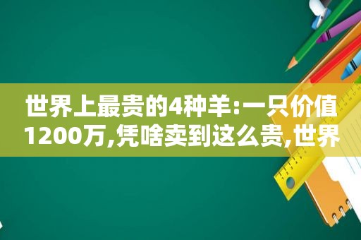 世界上最贵的4种羊:一只价值1200万,凭啥卖到这么贵,世界上最贵的羊是什么品种