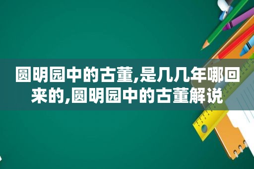 圆明园中的古董,是几几年哪回来的,圆明园中的古董解说