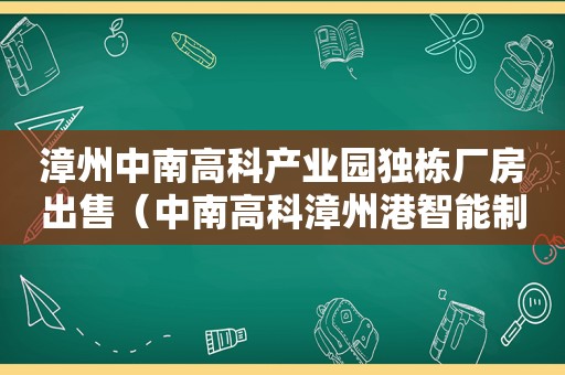 漳州中南高科产业园独栋厂房出售（中南高科漳州港智能制造产业园）  第1张