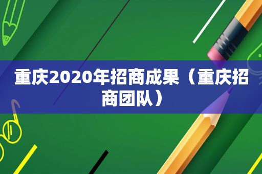 重庆2020年招商成果（重庆招商团队）