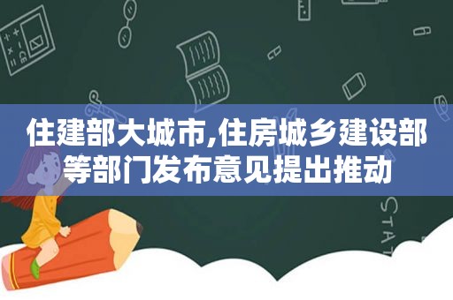 住建部大城市,住房城乡建设部等部门发布意见提出推动