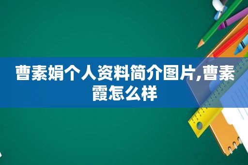 曹素娟个人资料简介图片,曹素霞怎么样