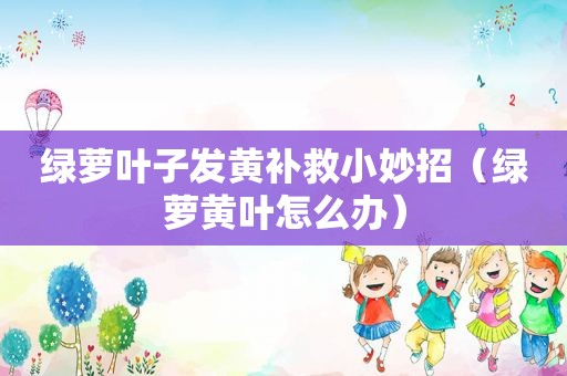 绿萝叶子发黄补救小妙招（绿萝黄叶怎么办）