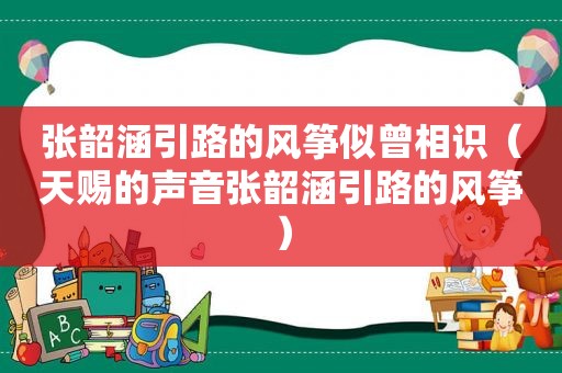 张韶涵引路的风筝似曾相识（天赐的声音张韶涵引路的风筝）