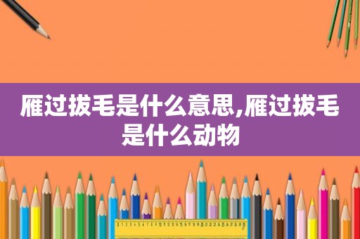 雁过拔毛是什么意思,雁过拔毛是什么动物