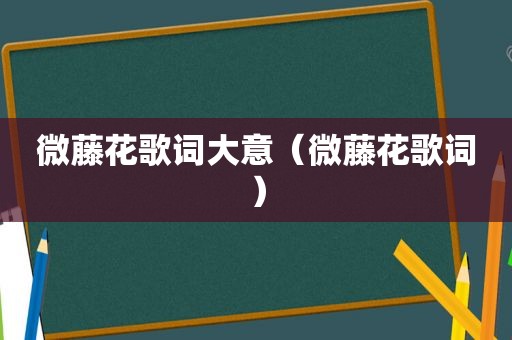 微藤花歌词大意（微藤花歌词）