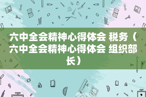 六中全会精神心得体会 税务（六中全会精神心得体会 组织部长）