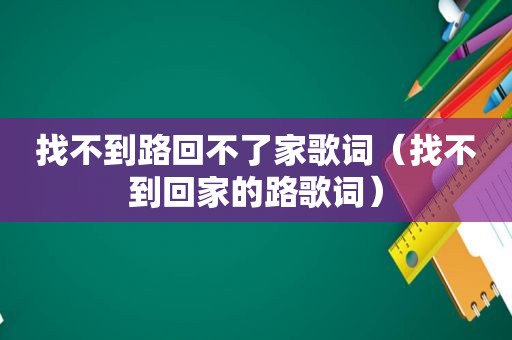 找不到路回不了家歌词（找不到回家的路歌词）