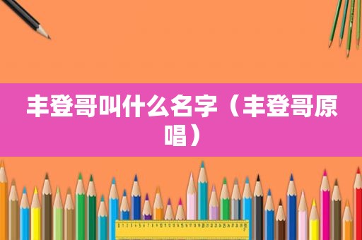 丰登哥叫什么名字（丰登哥原唱）