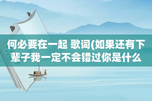 何必要在一起 歌词(如果还有下辈子我一定不会错过你是什么歌里的歌词)