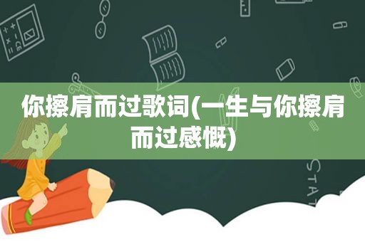 你擦肩而过歌词(一生与你擦肩而过感慨)