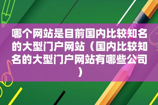 哪个网站是目前国内比较知名的大型门户网站（国内比较知名的大型门户网站有哪些公司）