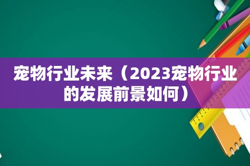 宠物行业未来（2023宠物行业的发展前景如何）