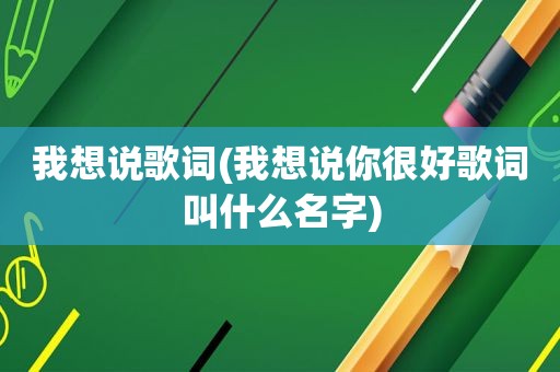 我想说歌词(我想说你很好歌词叫什么名字)