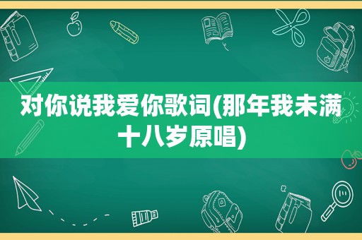 对你说我爱你歌词(那年我 *** 原唱)