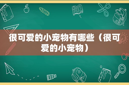 很可爱的小宠物有哪些（很可爱的小宠物）