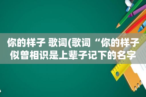 你的样子 歌词(歌词“你的样子似曾相识是上辈子记下的名字”求歌名)