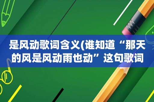 是风动歌词含义(谁知道“那天的风是风动雨也动”这句歌词是哪首歌里面的)