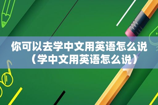 你可以去学中文用英语怎么说（学中文用英语怎么说）