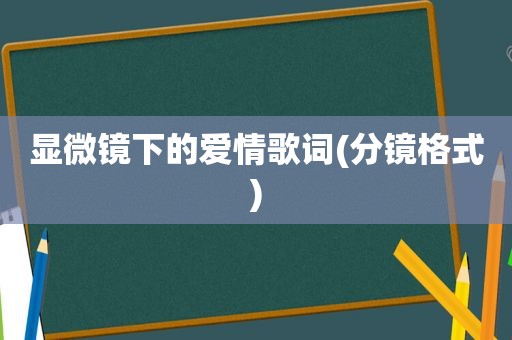 显微镜下的爱情歌词(分镜格式)