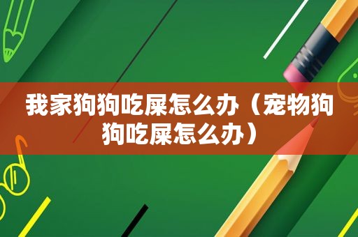 我家狗狗吃屎怎么办（宠物狗狗吃屎怎么办）