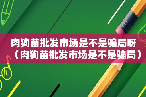 肉狗苗批发市场是不是骗局呀（肉狗苗批发市场是不是骗局）