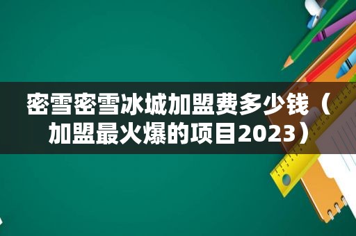 密雪密雪冰城加盟费多少钱（加盟最火爆的项目2023）