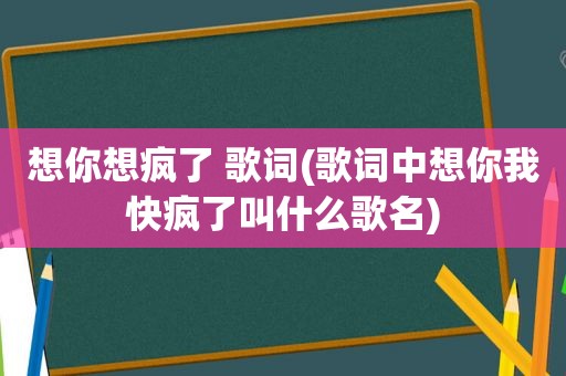 想你想疯了 歌词(歌词中想你我快疯了叫什么歌名)