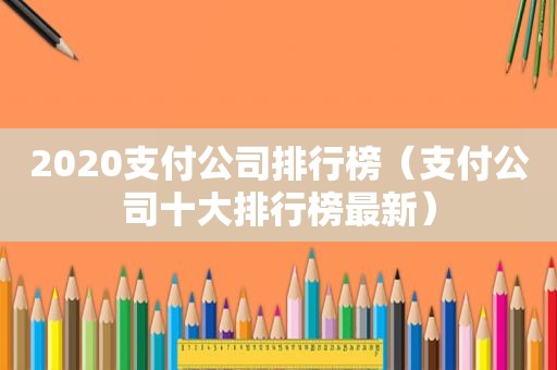 2020支付公司排行榜（支付公司十大排行榜最新）