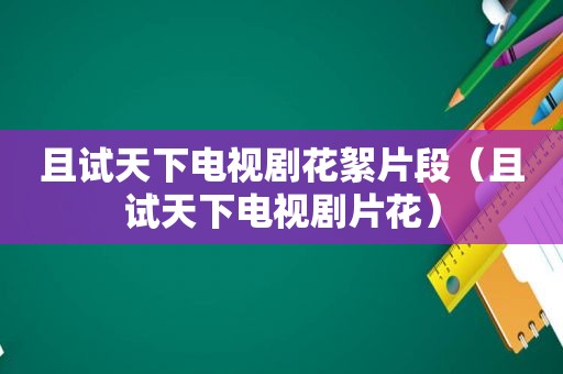 且试天下电视剧花絮片段（且试天下电视剧片花）