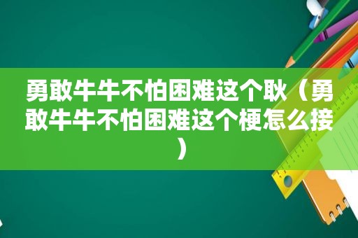 勇敢牛牛不怕困难这个耿（勇敢牛牛不怕困难这个梗怎么接）