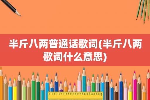 半斤八两普通话歌词(半斤八两歌词什么意思)